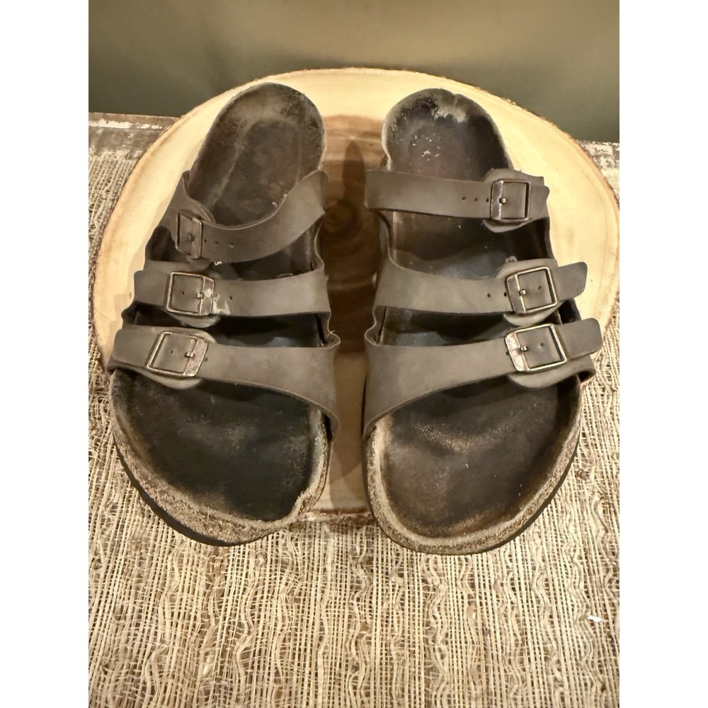 Birkenstock Florida Sandals Women's Sz- 10 Brown 3 Buckle Leather Slip‎ Shoes - Picture 6 of 11
